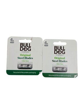 Bull Dog Razor Blades 2 Sets of 4 Tempered Steel Aloe Vera Precision Trimmer NEW